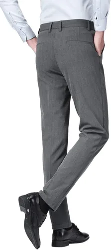 Vista 2 de ESSYSHE Pantalones de vestir ajustados para hombre, pantalones de vestir cónicos con parte delantera plana, pantalones de vestir elásticos