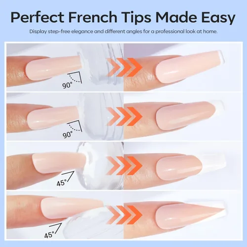 Vista 7 de Modelones Herramienta de punta francesa: 6 piezas de sellos de uñas francesas, kit de manicura francesa adecuado para bricolaje junto con esmalte