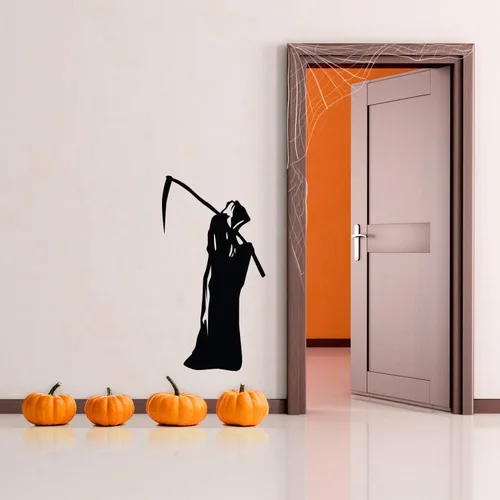 Vista 3 de Calcomanía de vinilo para pared, 41 x 22 pulgadas, decoración de ángel de la muerte de la temporada de Halloween, para adolescentes y adultos