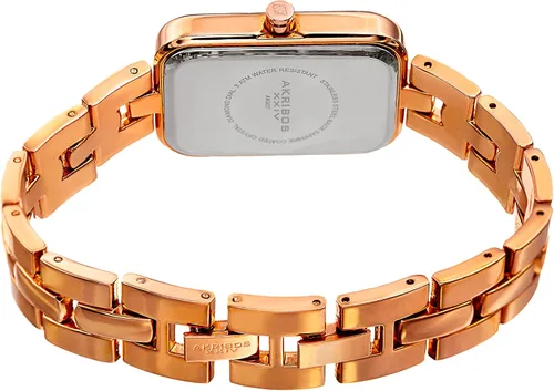 Vista 4 de Akribos XXIV - Reloj rectangular de diamantes para mujer con pulsera de joyería a juego AK995