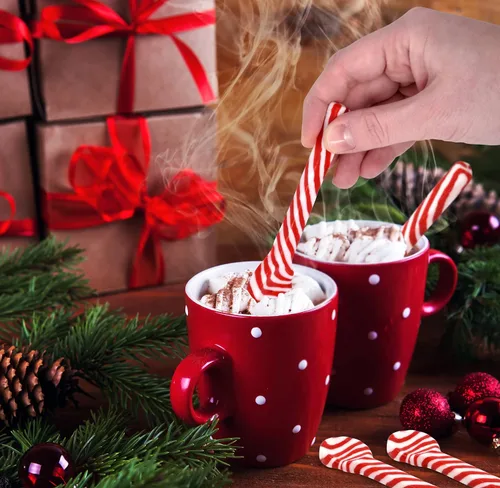 Vista 3 de Cucharas de caramelo de menta de Navidad de Gift Boutique 12 paquetes de caramelos comestibles de menta en bastón envueltos individualmente