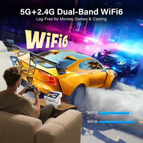 Vista 6 de Smart Projector【TouchScreen/Built-in APPs/Auto Focus Keystone】 4K Support with wifi and bluetooth Outdoor Projector, Dual-Screen Sync, for Home