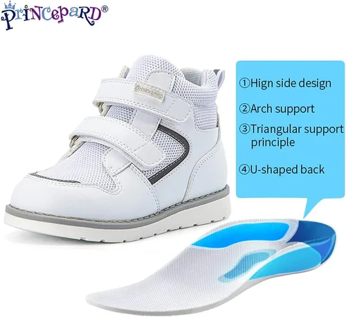 Vista 3 de Zapatos ortopédicos para niños pequeños, tenis correctivos de alta calidad para niños y niñas con soporte de arco y tobillo, suela antideslizante