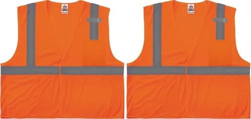 Vista 9 de Ergodyne GloWear - Chaleco de seguridad reflectante de alta visibilidad, cierre de gancho y bucle 2-Lima