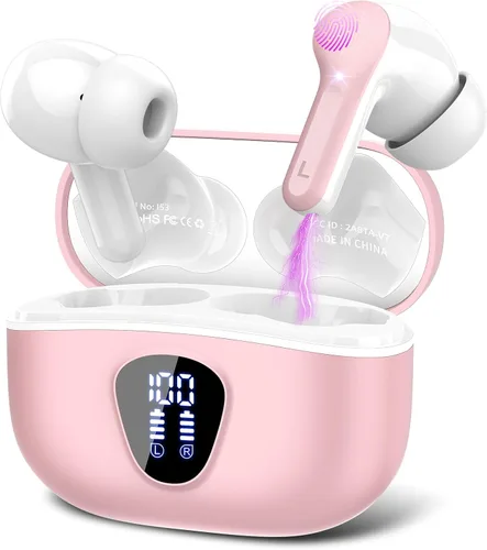 Vista 12 de Auriculares inalámbricos, Bluetooth 5.3 Auriculares estéreo de alta FG-Blanco Puro