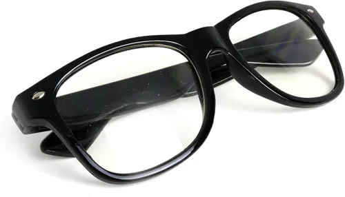 Vista 2 de Skeleteen Gafas de disfraz retro de nerd gafas hipster negras de gran tamaño con lentes transparentes 1 par