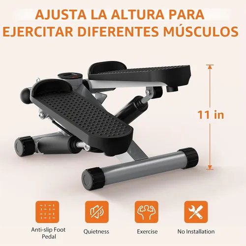 Vista 6 de Sweetcrispy Mini Steppers de Escalón con Bandas de Resistencia para Ejercicio en Casa, Máquina Stepper de Ejercicio de Giro Portátil para Sliver Pro