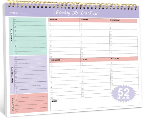 Vista 15 de Paquete de 6 blocs de notas semanales de tareas pendientes con 52 hojas sin fecha (8.5 x 11 pulgadas), planificador semanal de escritorio