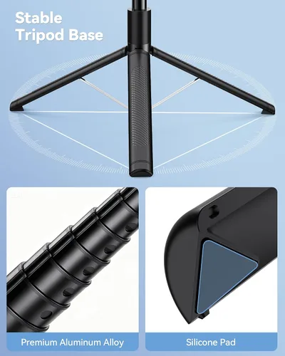Vista 6 de TECKNET Trípode de teléfono de 71 pulgadas y palo para selfie, soporte de trípode portátil extensible para teléfono celular con control remoto