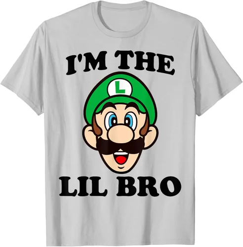 Vista 20 de Super Mario Camiseta de retrato Luigi I'm The Lil Bro, Blanco