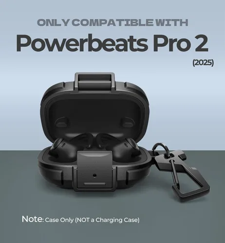 Vista 2 de Dexnor para Beats Powerbeats Pro 2 Estuche con Bloqueo a las Caídas, Funda Protectora de Parachoques Resistente a los Golpes con Mosquetón y Llavero