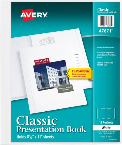 Vista 9 de Avery Flexi-View - Libro de presentación con ventana frontal transparente para portada, 24 páginas antiadherentes, 1 libro negro (47690)