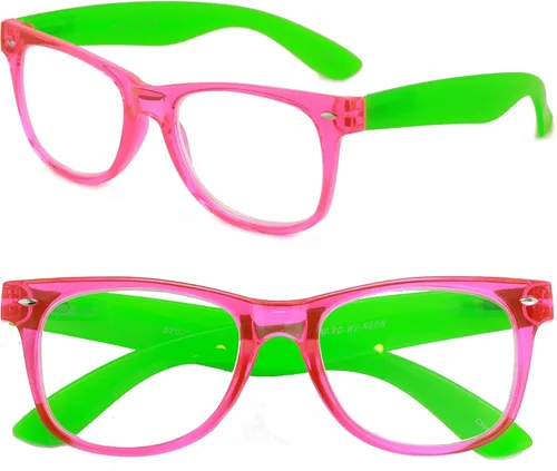 Vista 10 de 2 pares de anteojos de lectura transparentes de color neón de lujo, cómodos y elegantes para lectores simples