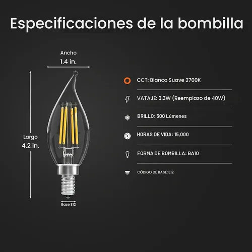 Vista 2 de Feit Electric BA10 - Bombilla LED mejorada, 40 W Eq, blanco suave, paquete Blanco suave (2700K Soft White)