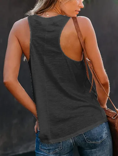 Vista 4 de Uincloset - Camiseta básica sin mangas, con cuello en V, de verano y holgada para mujer