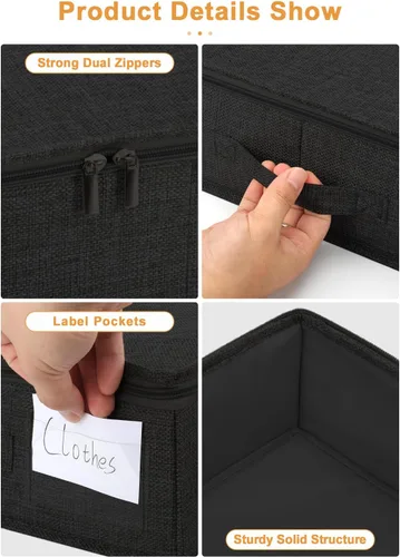 Vista 6 de punemi Contenedores de Almacenamiento Debajo de la Cama, Organizador de Almacenamiento de Ropa Debajo de la Cama de Bajo Perfil de 4.5 Pulgadas