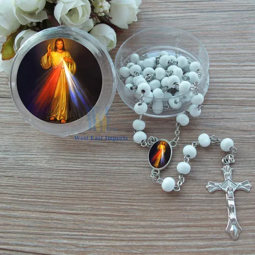 Vista 6 de 12 piezas de Rosario perfumado de Divine Misericordia, recuerdos de fiesta para bautismo, primera comunión, regalo conmemorativo, evento religioso