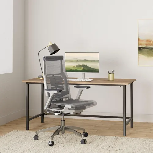 Vista 2 de POwerFIT Exec Silla Gris MESH ASIENTO Y Respaldo-Marco Blanco