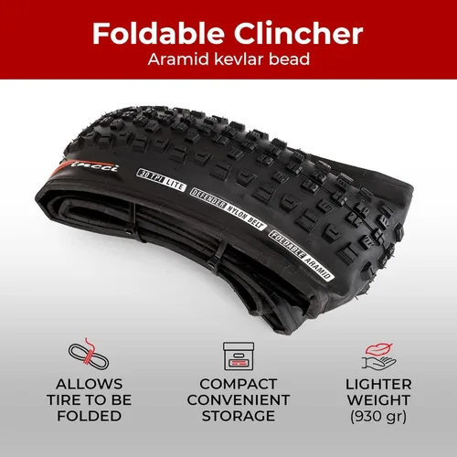 Vista 4 de Fincci Neumático plegable de bicicleta de montaña de 27,5 x 2,35 60-584 30 TPI para bicicleta híbrida Enduro MTB