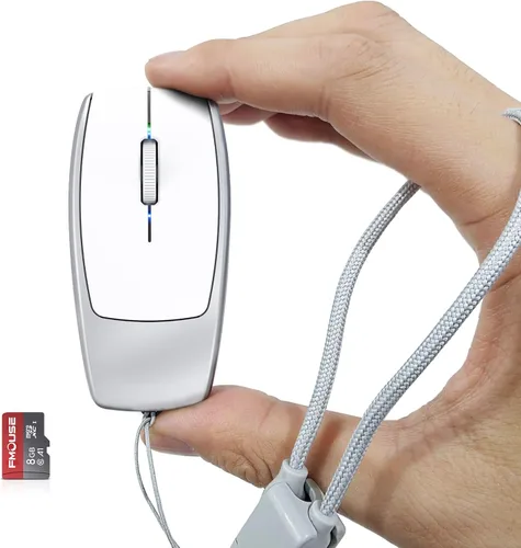 Vista 11 de FMOUSE Mini 2-en-1 Ratón Inalámbrico Bluetooth y Lector de Tarjetas TF - Tarjeta TF de 8 GB Incluida, Adaptador de Type-C a USB, Recargable, Ultra