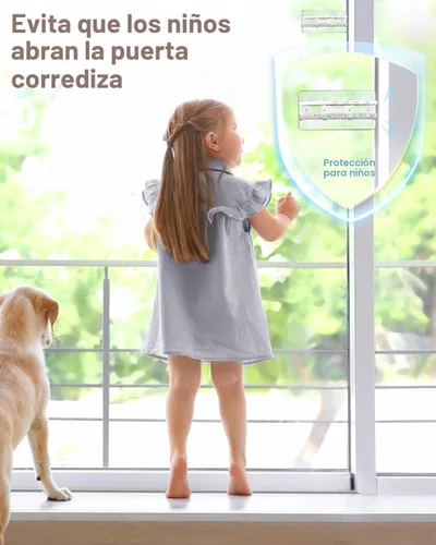 Vista 2 de Cerradura de Puerta Corrediza Cerraduras de Ventana - Paquete de 2 Cerraduras de Puerta Corrediza de Vidrio para Seguridad Infantil Cerraduras