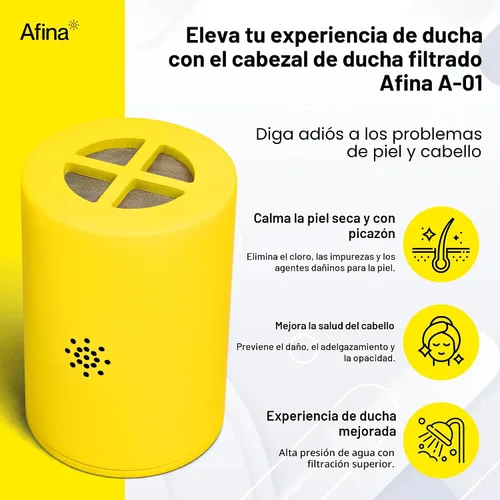 Vista 2 de Afina - Filtro de reemplazo para cabezal de ducha filtrado Afina y filtro de ducha - Ducha de alta presión - Reduce la piel seca con picazón