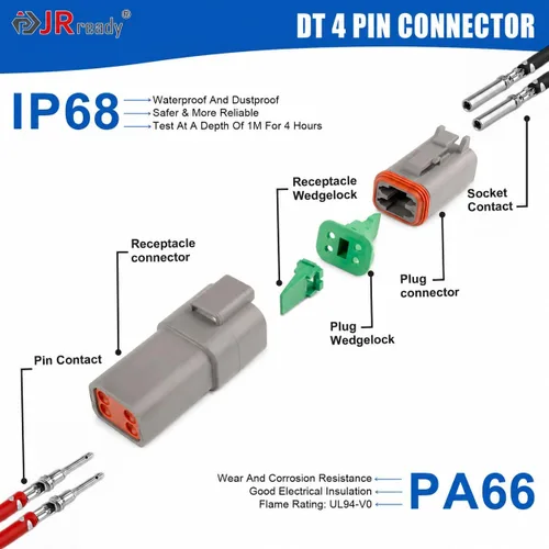 Vista 5 de JRready ST6327-4 Deutsch DT Kit de conector de 4 pines 5