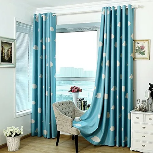Vista 6 de 1 panel de cortinas opacas blancas y azules para niños