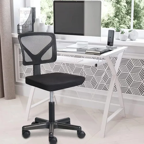 Vista 2 de AFO Silla de oficina en casa, silla de escritorio ergonómica, silla de computadora pequeña, ergonómica, ajustable, sin brazos, pequeña silla