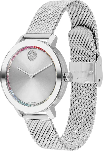 Vista 2 de Movado Bold Evolution - Reloj de cuarzo de acero inoxidable y pulsera para mujer, color plateado (modelo 3600698), plateado, Reloj de cuarzo