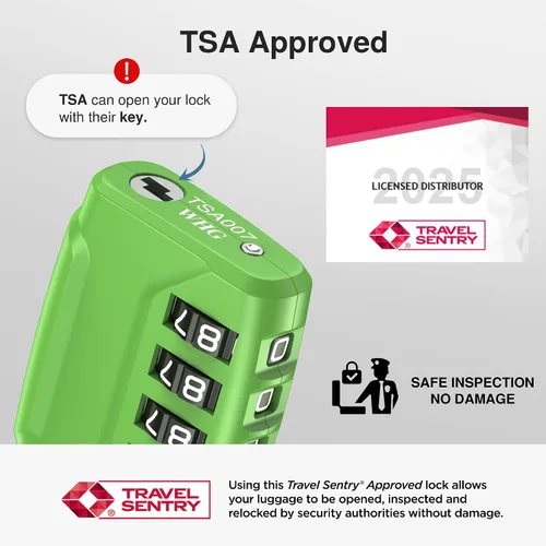 Vista 2 de Puroma Paquete de 2 cerraduras de equipaje aprobadas por la TSA, cerradura de viaje con combinación de 4 dígitos con cuerpo de aleación de zinc