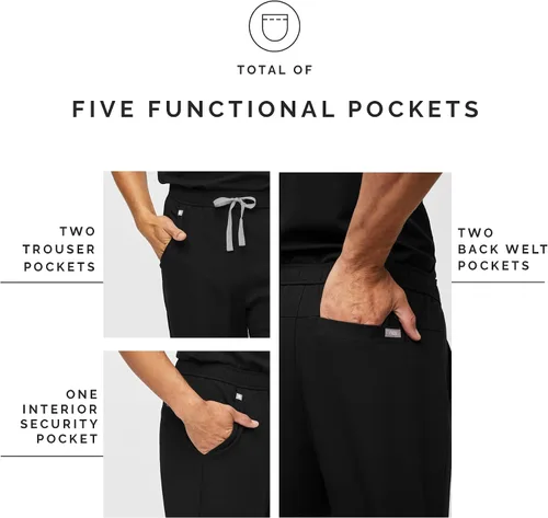 Vista 5 de FIGS Tansen - Pantalones deportivos para hombre, ajuste delgado, 5 bolsillos, elástico en 4 direcciones, pantalones quirúrgicos antiarrugas