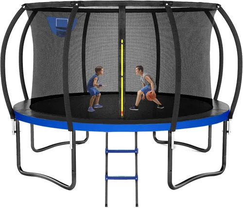 Vista 10 de Kiivakii Outdoor Trampoline Naranja + aro de baloncesto