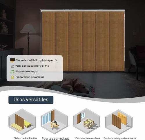 Vista 4 de Paneles deslizantes opacos personalizados, persianas verticales de riel de 4 o 6 rieles para ventana corrediza, puerta de patio y divisor de Camel