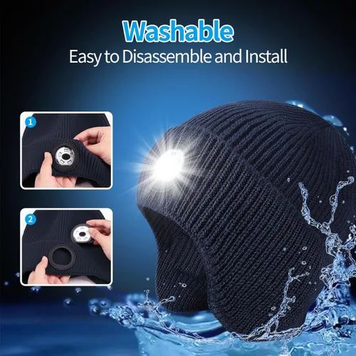Vista 42 de Gorro Bluetooth con auriculares ligeros e inalámbricos, micrófono integrado y altavoces estéreo mejorados con música
