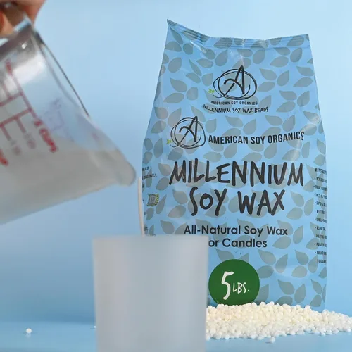 Vista 2 de American Soy Organics - Bolsa de 5 libras de cera de soja natural Millennium Wax para hacer velas