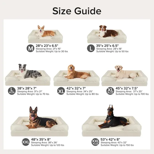 Vista 7 de L Plus - Cama ortopédica para perros grandes, sofá lavable para perros con espuma para huevos, forro impermeable y parte inferior antideslizante