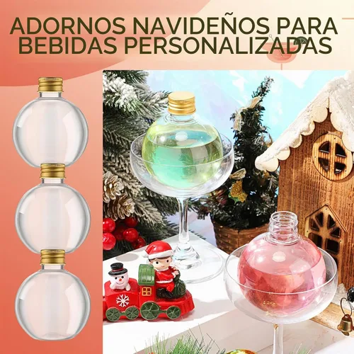 Vista 4 de Jinei 30 botellas de plástico de poción con forma de bola de 6 onzas, oro Dorado
