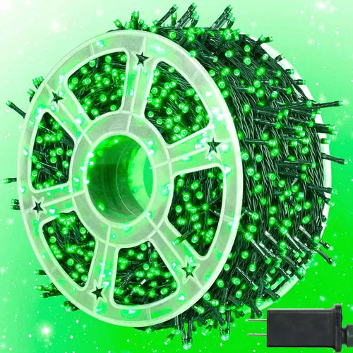 Vista 19 de kemooie 500 luces LED de Navidad rosadas, luces de Navidad de 164 pies para exteriores, enchufables, impermeables, con 8 modos de parpadeo