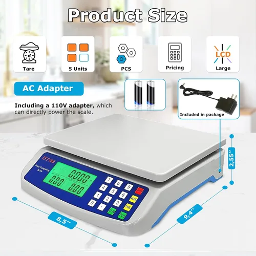 Vista 3 de Báscula comercial de alimentos de 66.1 lbs/66 libras, báscula digital grande de cocina para hornear, cocinar, pan, carne, peso, precio, báscula