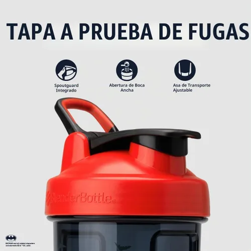 Vista 2 de BlenderBottle Justice League ProSeries Tritan - Botella agitadora de 28 onzas, rojo/negro