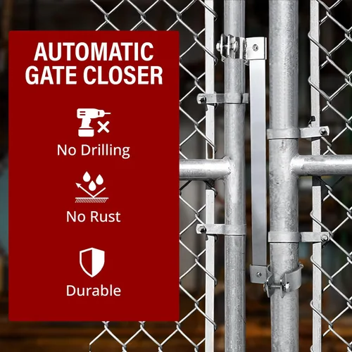 Vista 4 de Cierre automático de puerta con barra de acero resistente, bisagras de puerta de cierre automático, ideal para puerta de metal en el aire libre como