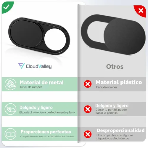 Vista 5 de CloudValley Funda deslizante para cámara web [Paquete de 2], cubierta de cámara web de metal ultradelgada de 0.023 pulgadas para MacBook Pro, iMac