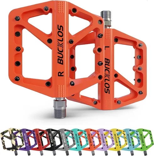 Vista 10 de BUCKLOS Pedales de Bicicleta de Montaña MTB Pedales Planos, Bicicleta de Carretera para Adultos Plataforma Grande Pedal Antideslizante de Nylon