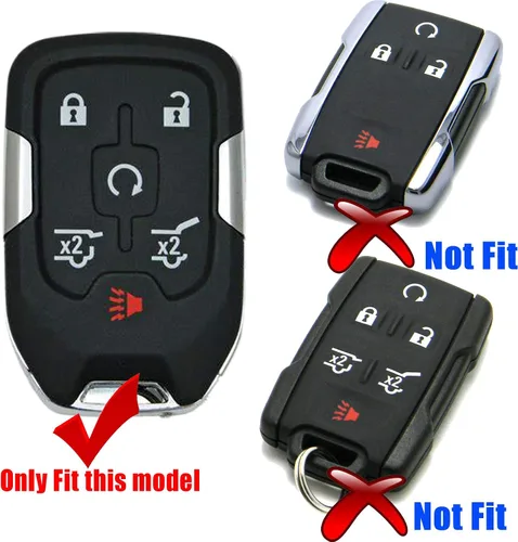 Vista 2 de Funda de silicona para llaves inteligentes de 6 botones, funda para llavero de piel remota, sin llave, protector para Chevrolet Suburban Tahoe GMC