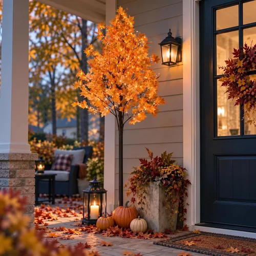 Vista 11 de LIGHTSHARE 2 piezas de 4 pies 144 LED (72 LED cada uno) árbol de arce iluminado artificial blanco cálido para Halloween, decoración de otoño