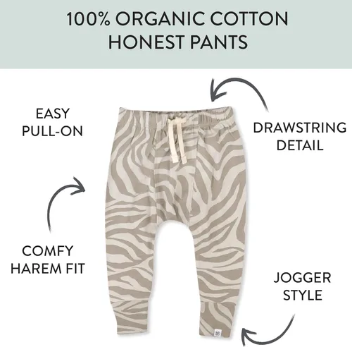 Vista 3 de HonestBaby Honest Pants Joggers 100% algodón orgánico para bebés y niños pequeños, niños, niñas, unisex, paquete de 2 unidades, Zanzíbar Zebra