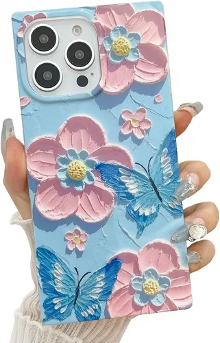 Vista 12 de Funda de silicona suave compatible con iPhone 17 de 6.3 pulgadas, funda protectora de silicona suave para mujer (mariposa azul)