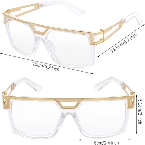Vista 2 de SUMERSHA Gafas de sol vintage de los años 80 y 90, gafas de rapero hip hop vintage para hombres y mujeres, accesorio de disfraz hippie retro