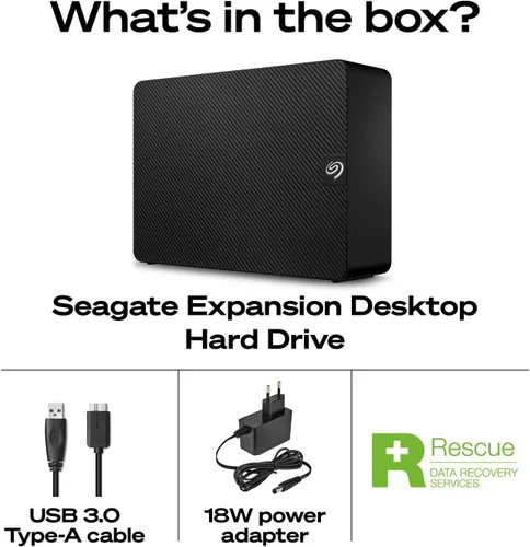 Vista 2 de Seagate Expansion Disco duro externo de 12 TB - USB 3.0, con servicios de recuperación de datos Rescue (STKP12000400)